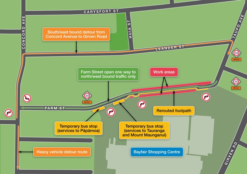 Temporary bus changes map