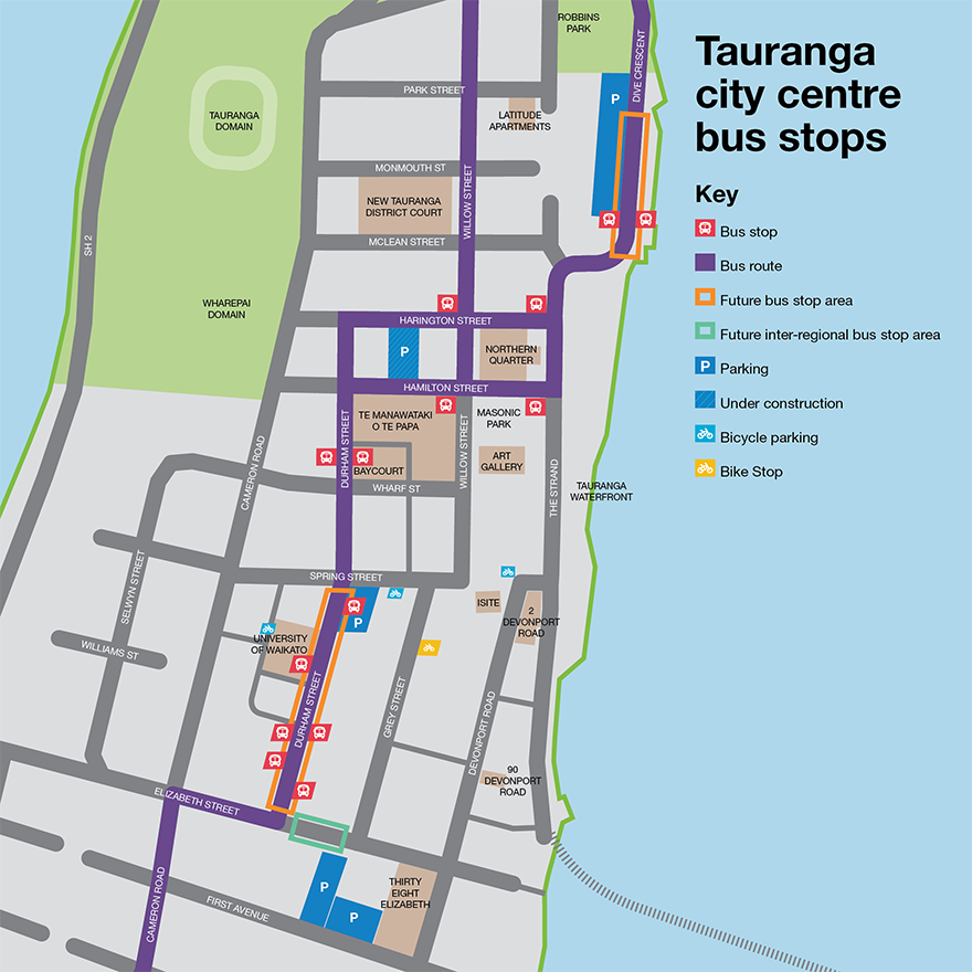 Tauranga city centre bus stops