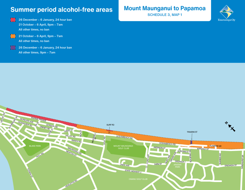 Summer period alcohol-free area - Mount Maunganui to Papamoa