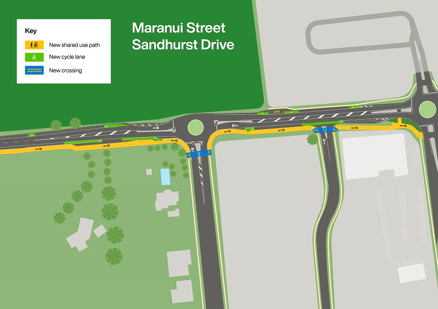 Maranui Street and Sandhurst Drive