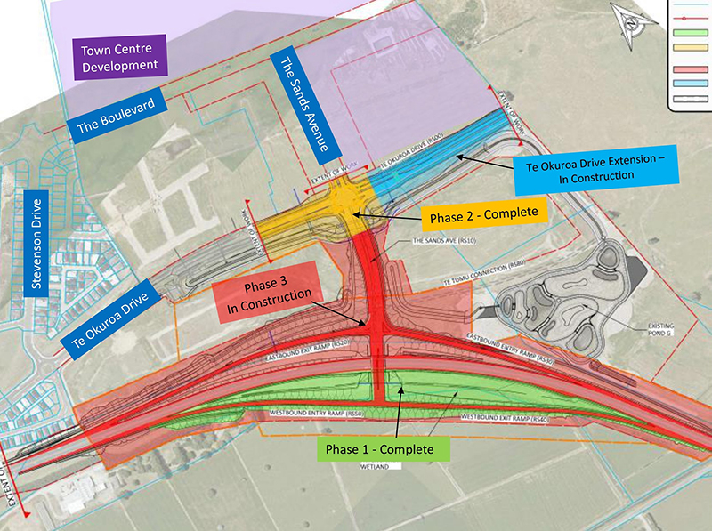 Phasing plan of the Pāpāmoa East Interchange